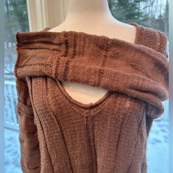 Free People S Ocean Drive Open Knit Fringe Sweater Brown EUC! - Picture 4 of 11